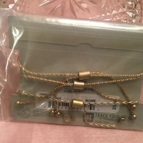 NWT Treasure Bond (Nordstrom) Set of 3 Adjustable Goldtone Bracelets - Picture 4 of 8